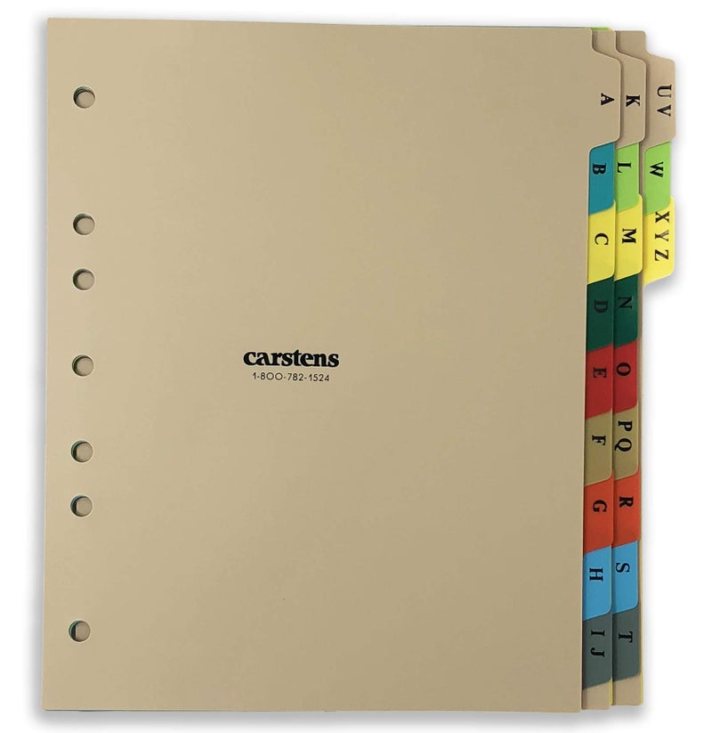 Carstens Heavy Duty Plastic Alphabet Divider Set, 21-Tab, Multi-Color, for Side-Opening 3-Ring Binders, 1 Set - Image 1